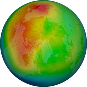 Arctic ozone map for 1994-01